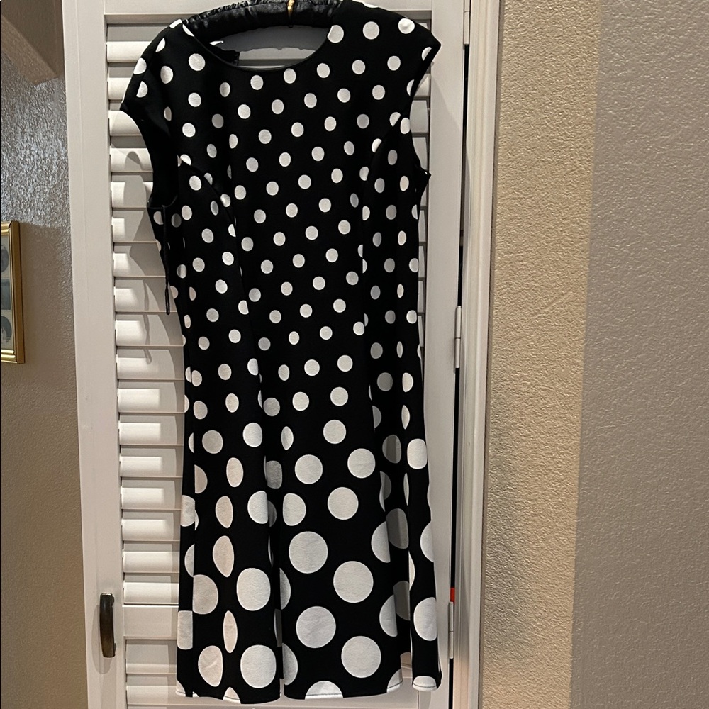 London Times Black and White Polka Dot Mini Dress